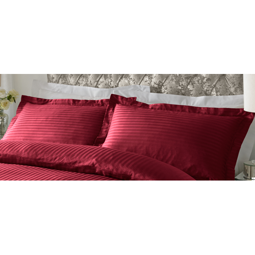 300 TC - 100% Cotton Sateen Stripe Pillowcase Pair Maroon