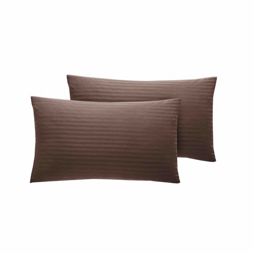 Bitter Chocolate Sateen Stripe 300TC Pillowcase Pair