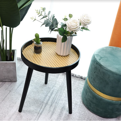 Sleek Black Round Side Table - Slimline Design