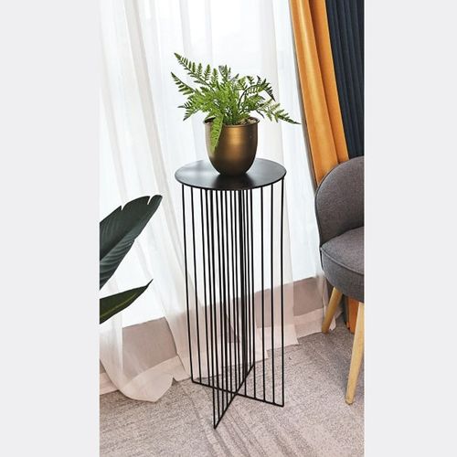 Sleek Metal Flower Stand Side Table - Small Space Storage