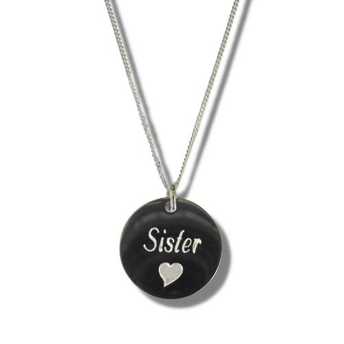 Engraved Sister Heart Necklace