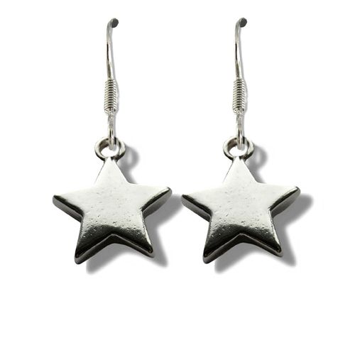 Silver Star Drop Earrings