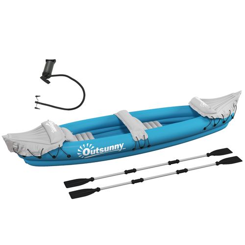 Blue Two-Person Inflatable Kayak with Air Pump