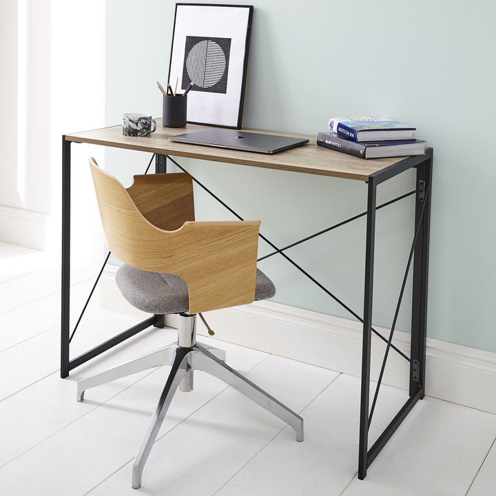 Industrial-Style Folding Desk - Compact & Space-Saving Design