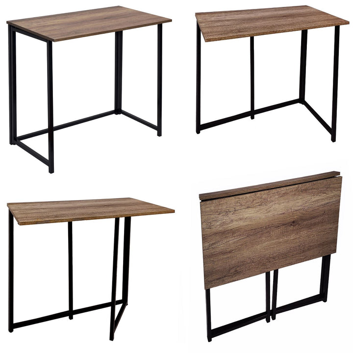 Industrial-Style Folding Desk - Compact & Space-Saving Design