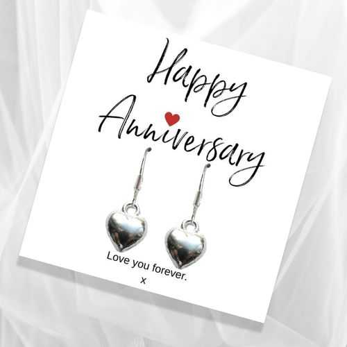 Silver Anniversary Heart Earrings