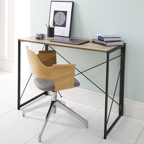 Industrial-Style Folding Desk - Compact & Space-Saving Design