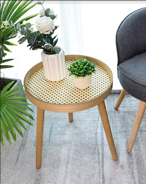 Compact Oak Round Side Table - Slimline Design