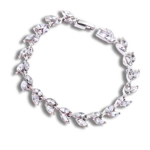 Diamante Leaf Silver Bracelet