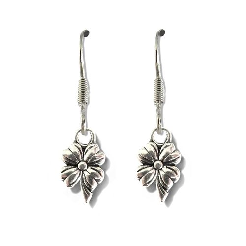 Silver Flower Drop Earrings