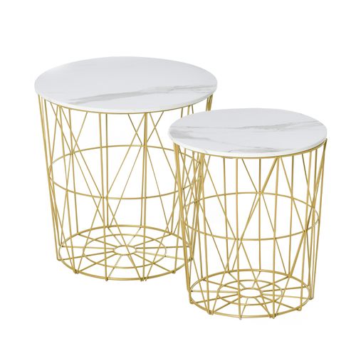 Stylish Accent Tables with Removable Top & Gold-Tone Frame