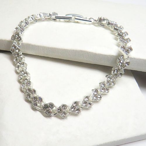 Heart Cubic Zirconia Tennis Bracelet