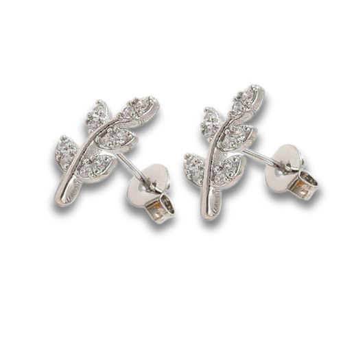 Leaf Cubic Zirconia Studs