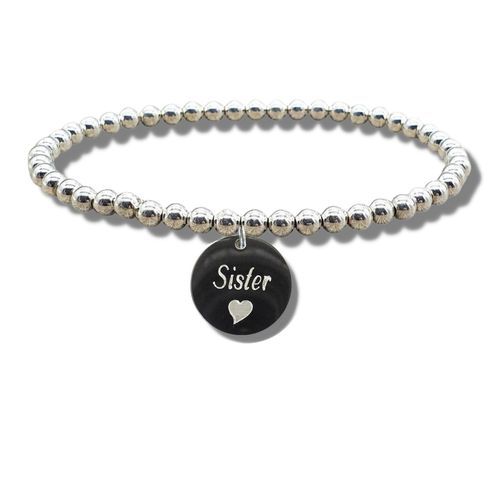 Sister Engraved Heart Bracelet